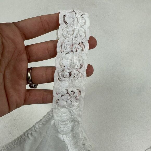 VTG Dixie Belle Lace Trim Nylon White Satin V-Neck Camisole Tank Sz 34 - Picture 5 of 8